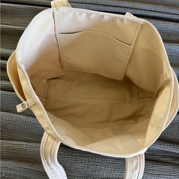 Cream Canvas Tote Bag with Dual Shoulder Straps - Picture 5 of 5
